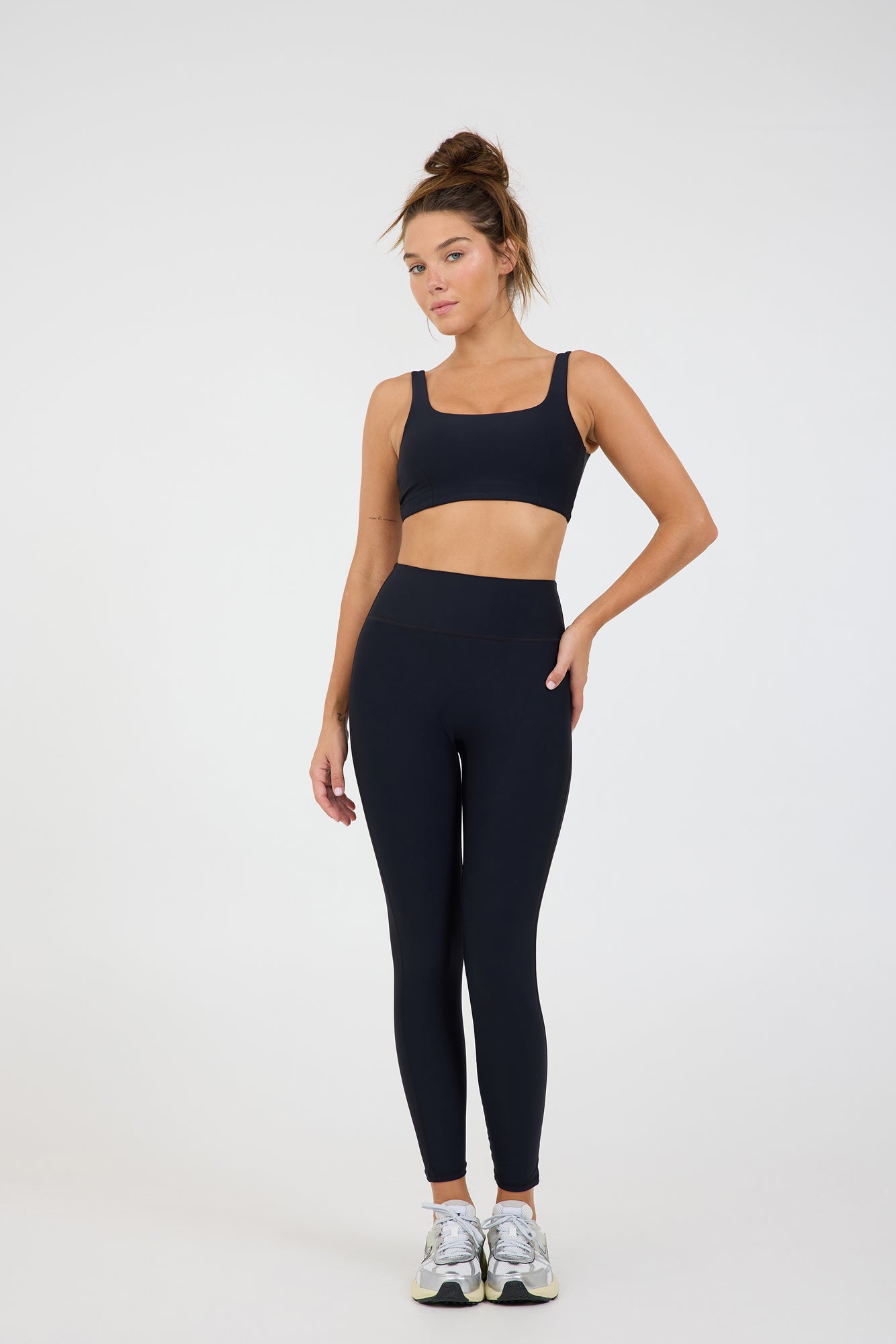 Lexa dart bra with removable bra cups in black, from the front