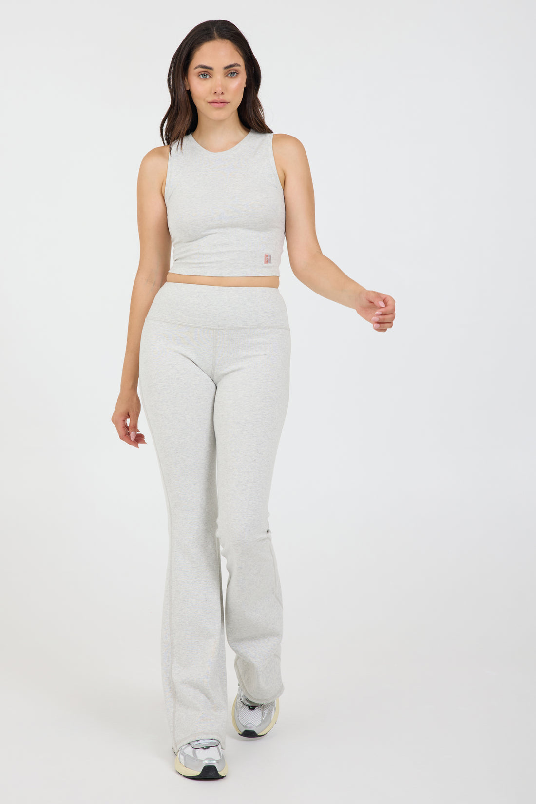 Rib midi tank top in athletic grey, from the front