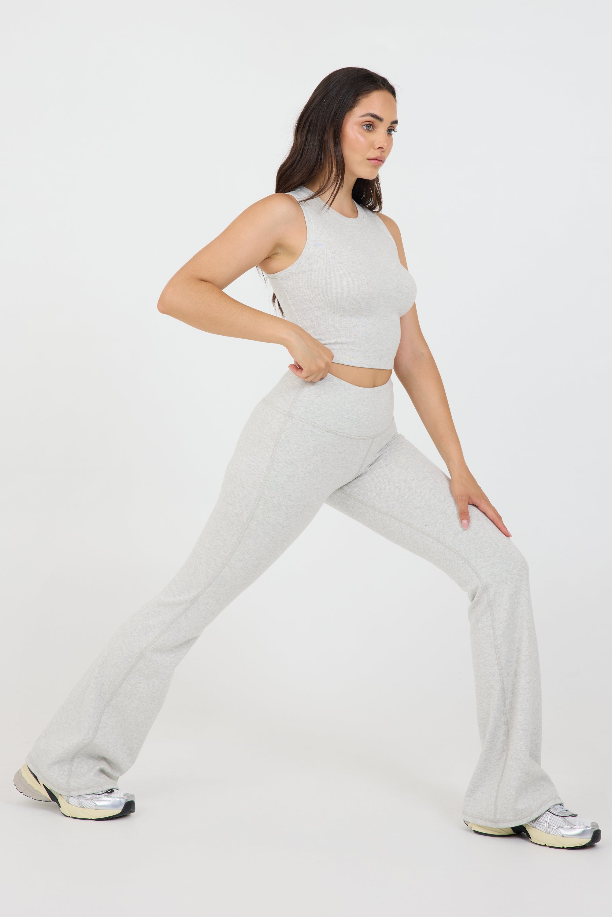 Rib midi tank top in athletic grey, from the side